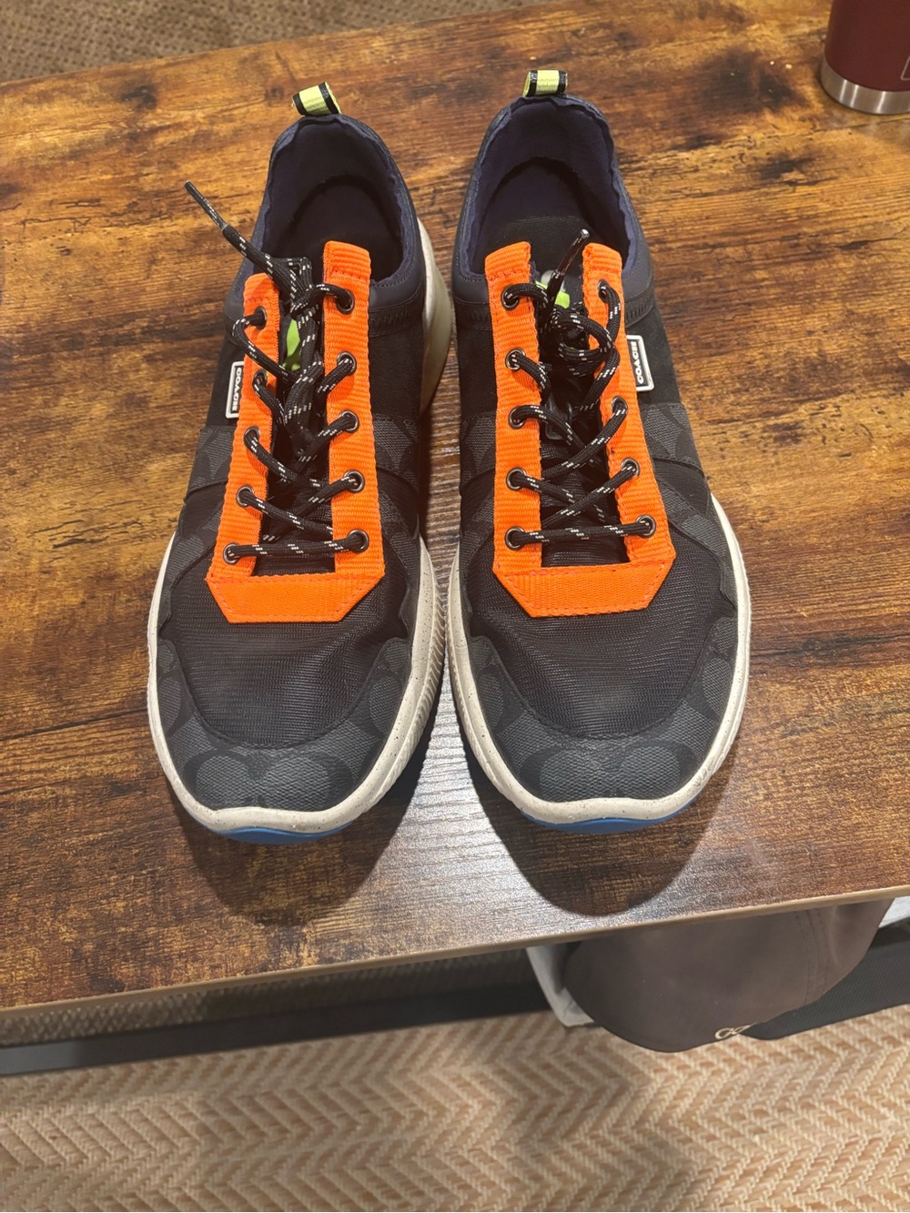 Coach Men’s Black and Orange Low-Top Sneakers
